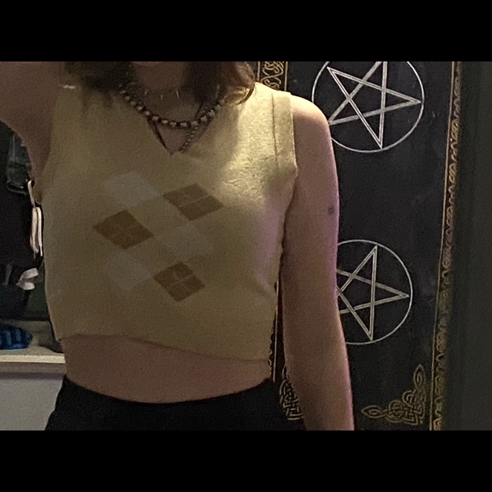 argyle crop sweater vest